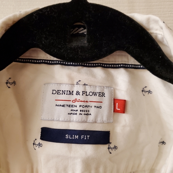BOGO Denim & Flower Cotton Button Down - Picture 1 of 7